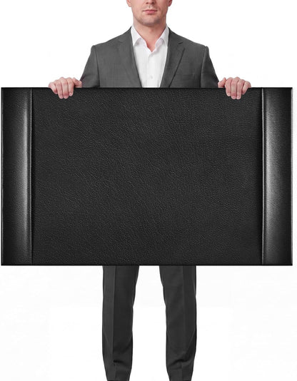 30 x 18 Inch Leather Desk Pad Protector with Side Rails, Executive Office Desk Mat for Home Workspace, Writing Surface, Mouse & Keyboard Pad, Elegant Gift for Men Dad Husband (Brown)
