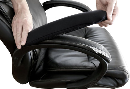 Soft Neoprene Chair Arm Pad Covers Stretch Over Armrests 13" to 17". Restore, Protect and Cushion. Complete Set of 2. Made in The USA.