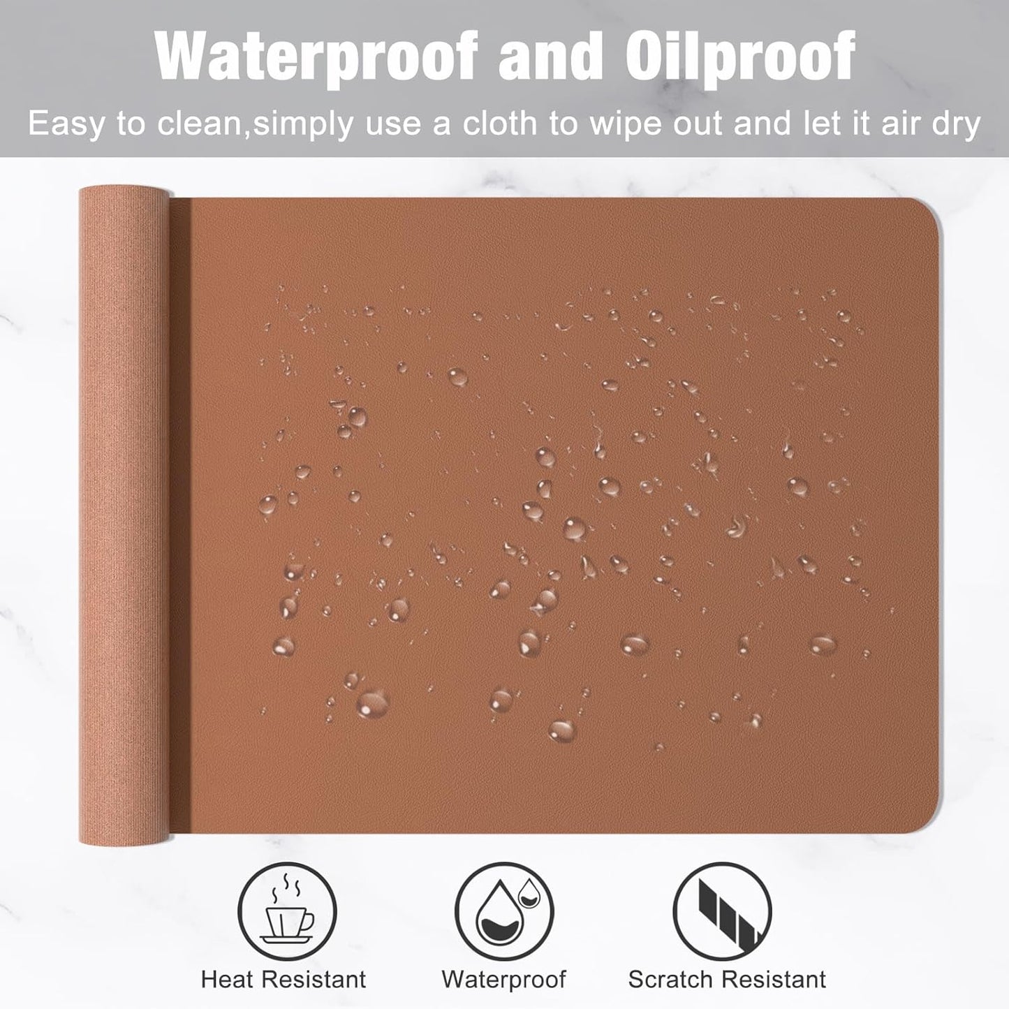 Hsurbtra Desk Pad, 23.6" x 13.8" PU Leather Desk Mat, M Extended Mouse Pad, Waterproof Desktop Blotter Protector, Non-Slip Ultra Thin Small Laptop Keyboard Writing Mat for Office Home, Pink