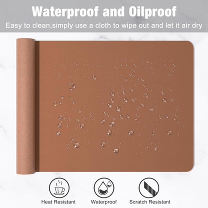 Hsurbtra Desk Pad, 23.6" x 13.8" PU Leather Desk Mat, M Extended Mouse Pad, Waterproof Desktop Blotter Protector, Non-Slip Ultra Thin Small Laptop Keyboard Writing Mat for Office Home, Pink