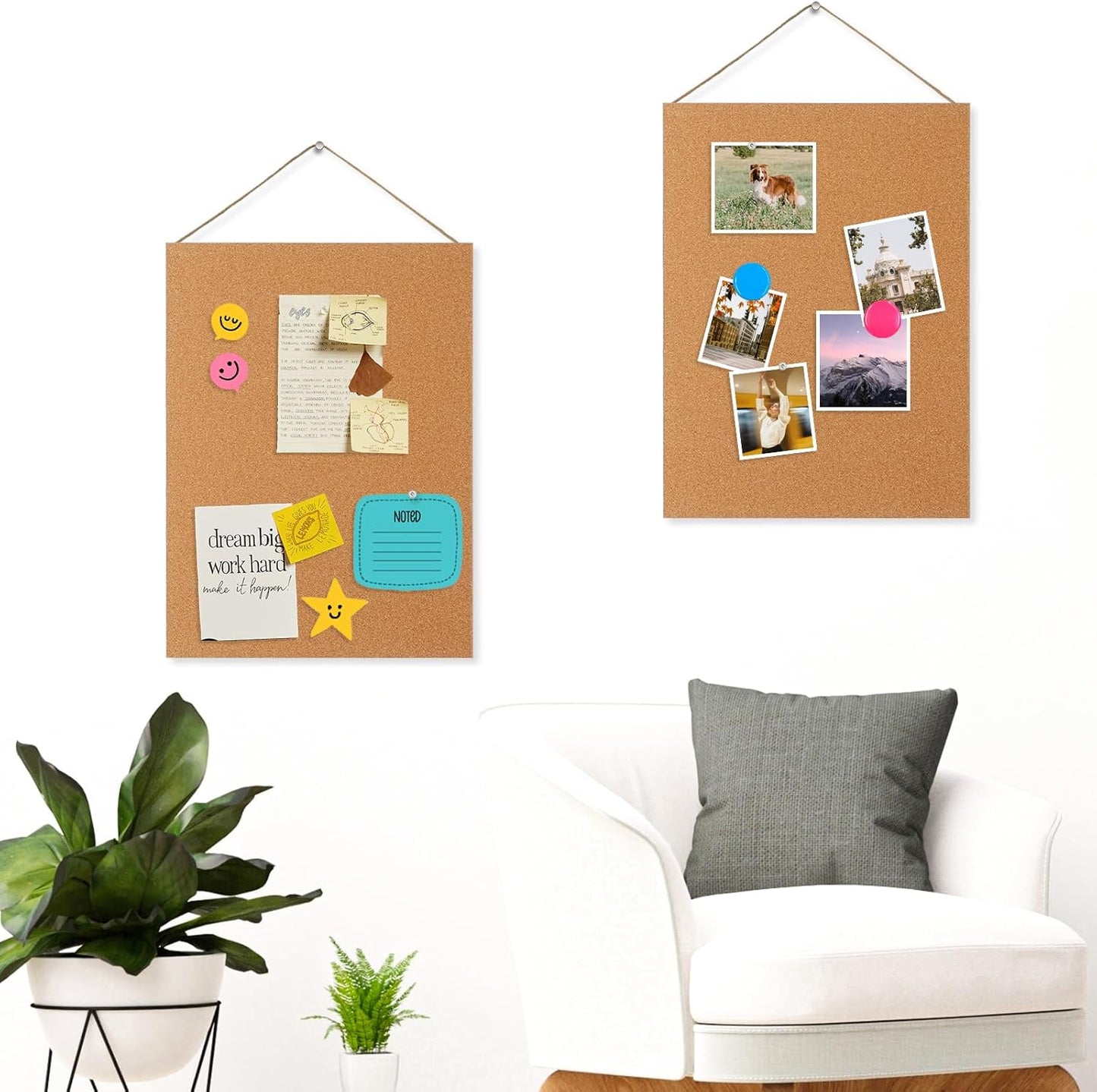 DOLLAR BOSS Bulletin Boards with Linen 1-Pack 16''X 12'' Double-Sided Cork Board for Walls Wood Framed Bulletin Boards, Small Pin Board for Home Kitchen Office Decorative Hanging 10 Pushpins