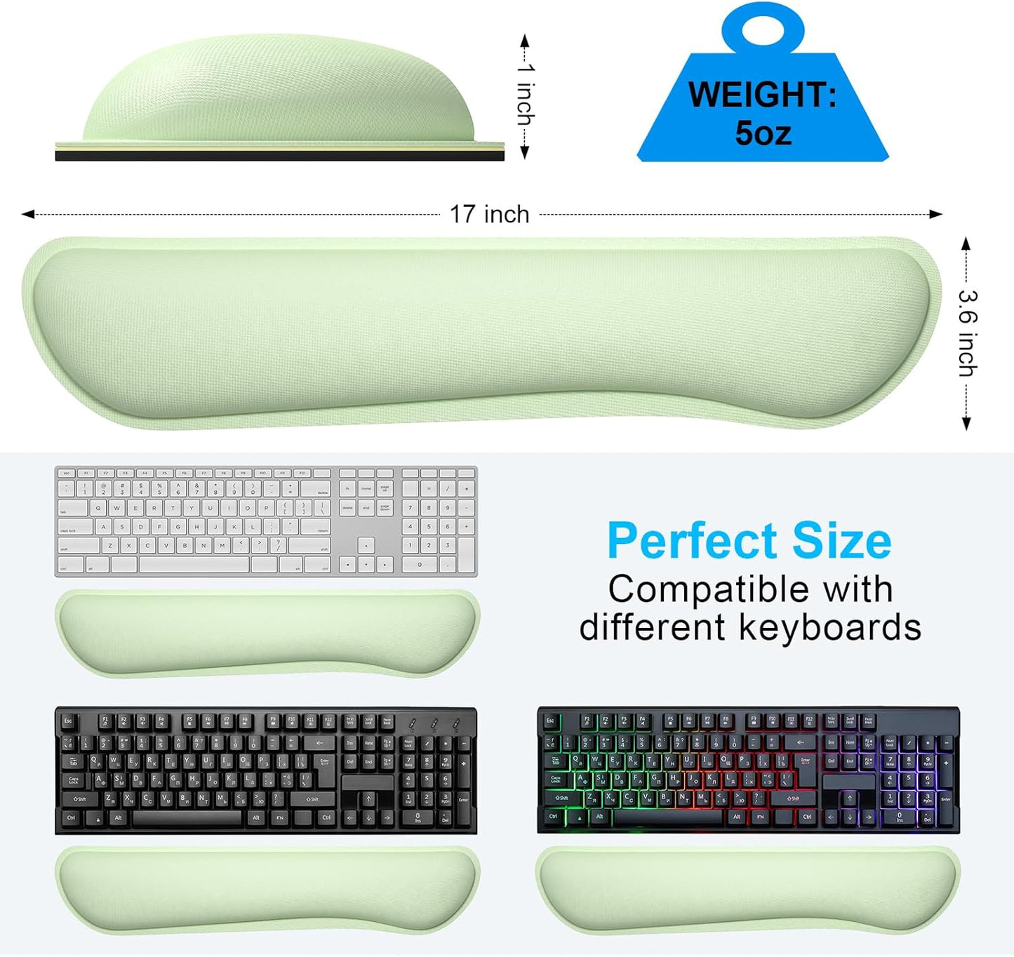 Dapesuom Enlarge Keyboard Wrist Rest, Memory Foam Keyboard Wrist Cushion for Computer Desk Mats Support, Pain Relief Ergonomic Mouse Pad Rests with Non-Slip Base for Gaming, Laptop, Radiant Orchid