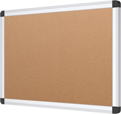 VIZ-PRO Cork Notice Board, 36 X 24 Inches, Silver Aluminium Frame