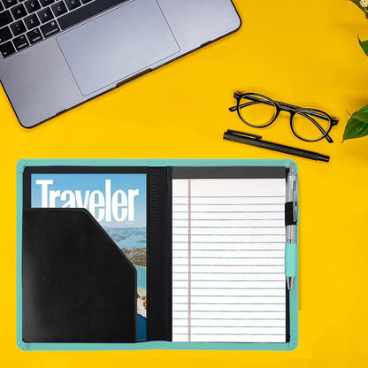 Padfolio/Portfolio Binder, Mini Padfolio Portfolio Binder 5 x 8 Legal Writing Pad, A5 Document Organizer Folder for Men Women, Black