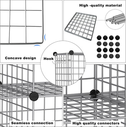 C&AHOME Wire Cube Storage, 6 - Cube Organizer Metal C Grids, Modular Shelves Units, Storage Bins Shelving, Closet Organizer, Ideal for Home, Office, Living Room, 36.6”L x 12.4”W x 36.6”H Black