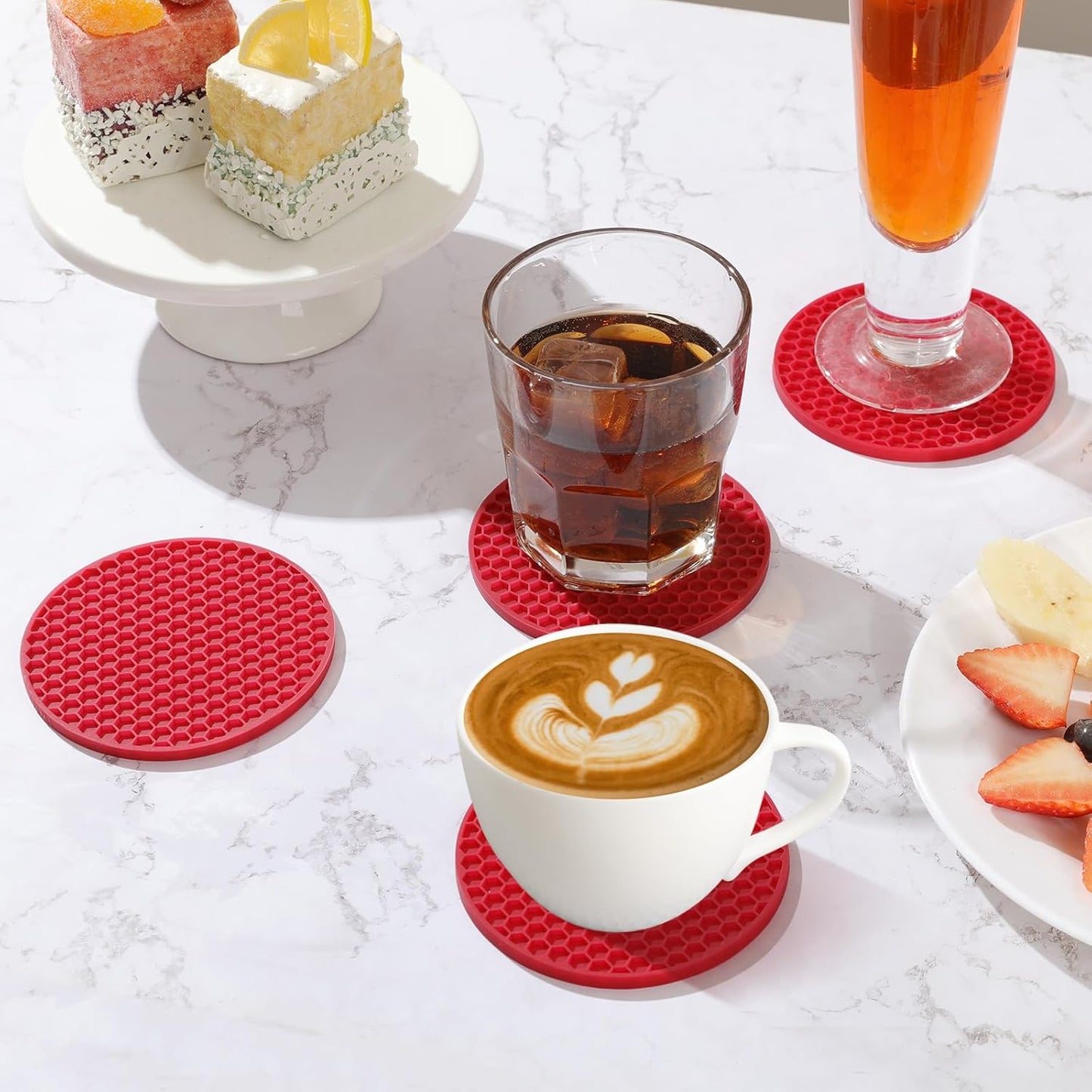 TWTLi Silicone Coasters Set of 8 with Holder,Coasters for Drinks,Beer,Coffee Coasters,Suitable for Kinds Cups,Hot or Cold,Anti-SLI,Non-Stick,Anti-Overflow Tabletop Protection and Decor (8 Pcs, Black)