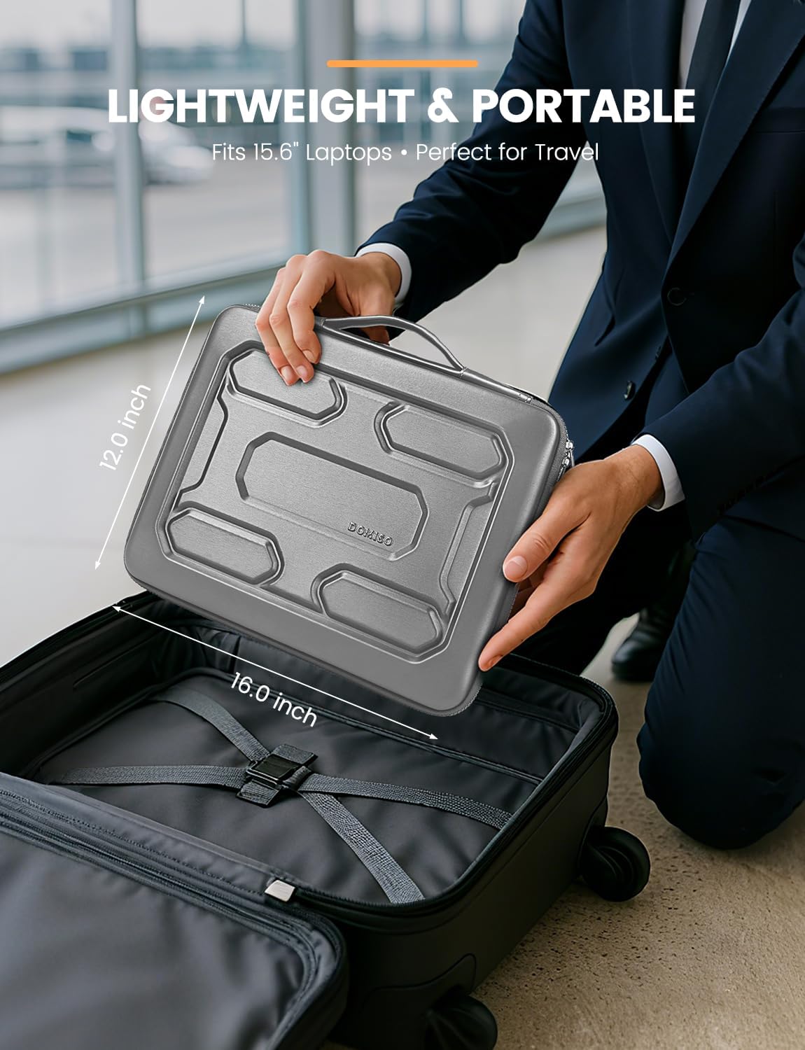 DOMISO 15.6 inch Laptop Sleeve with Handle Shockproof Computer Bag Waterproof EVA Protective Carrying Case for 15.6" Lenovo Yoga 720 IdeaPad 310 320 ThinkPad T570/Dell Inspiron 15/HP Envy 15, Black