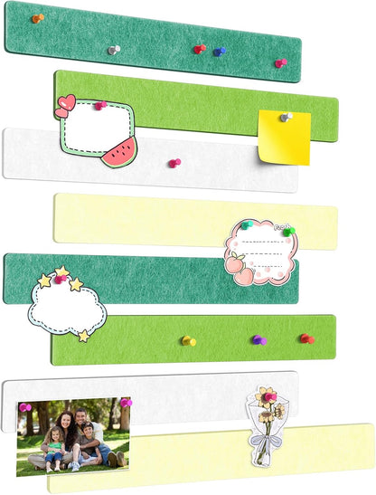 Cork Board for Walls - 8 Pack Felt Pin Board Bar Strips - Self-Adhesive Lightweight Bulletin Board - Cork Board for Office with 40 Push Pins No Damage for Wall