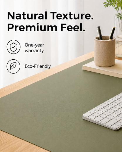 Aothia Dual-Sided Desk Pad - 25.6x13.7 inches Leather Desk Mat, Natural Cork Desk Pad Protector, Large Mouse Pad for Desk, Waterproof Desk Blotter Pad, Desk Writing Pad for Office Work/Home, Black