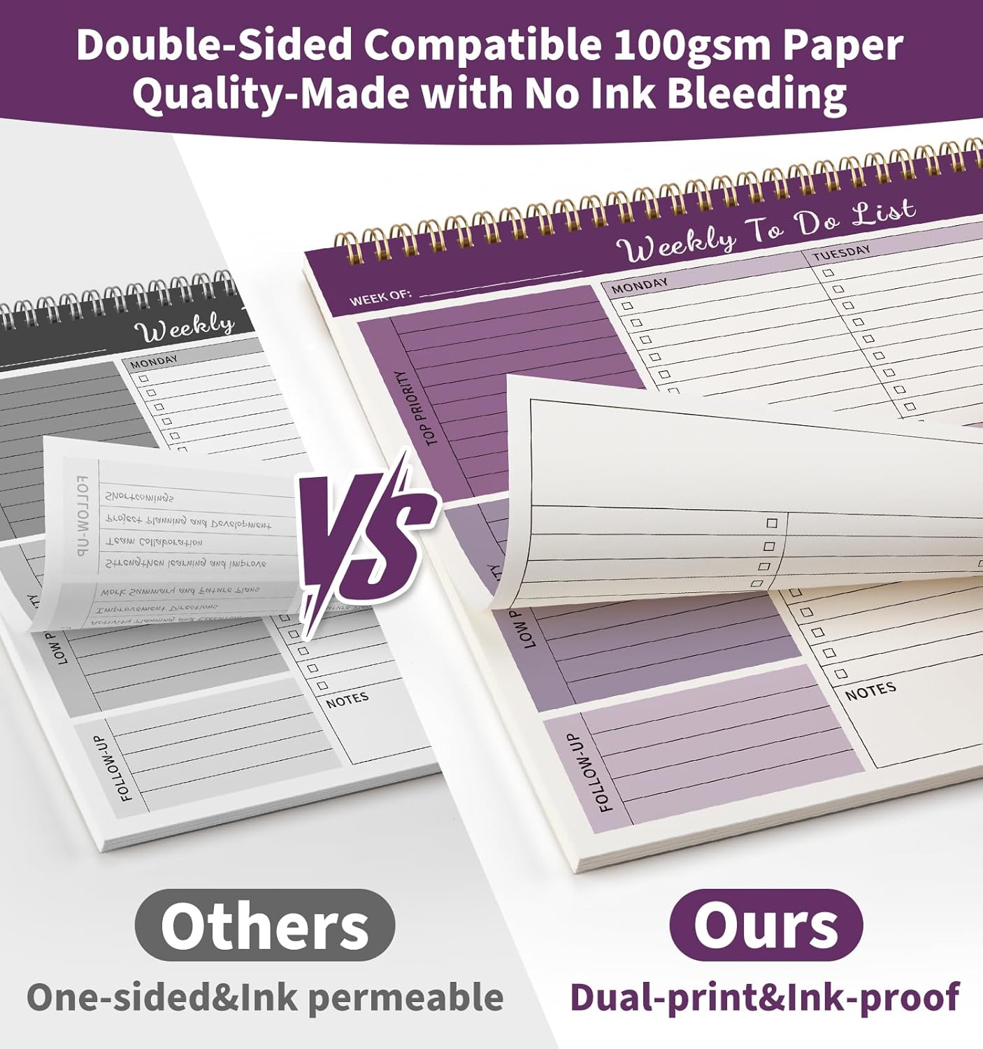 104 Pgs Weekly To Do List Notepad, 52 Duplex-Printed Undated Sheets 100 GSM（8.5"×11") Weekly Desk Planner For Work Home School Office Desk Accessories Supplies & Goal Setting Tasks - Green