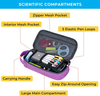 ECHSRT Big Pencil Case, Aesthetic Portable Zipper Pencil Bag with Hidden Pocket, Special Pouch for Men Women Adults, Stationery Organizer Pen Cases for Office Travel,Black