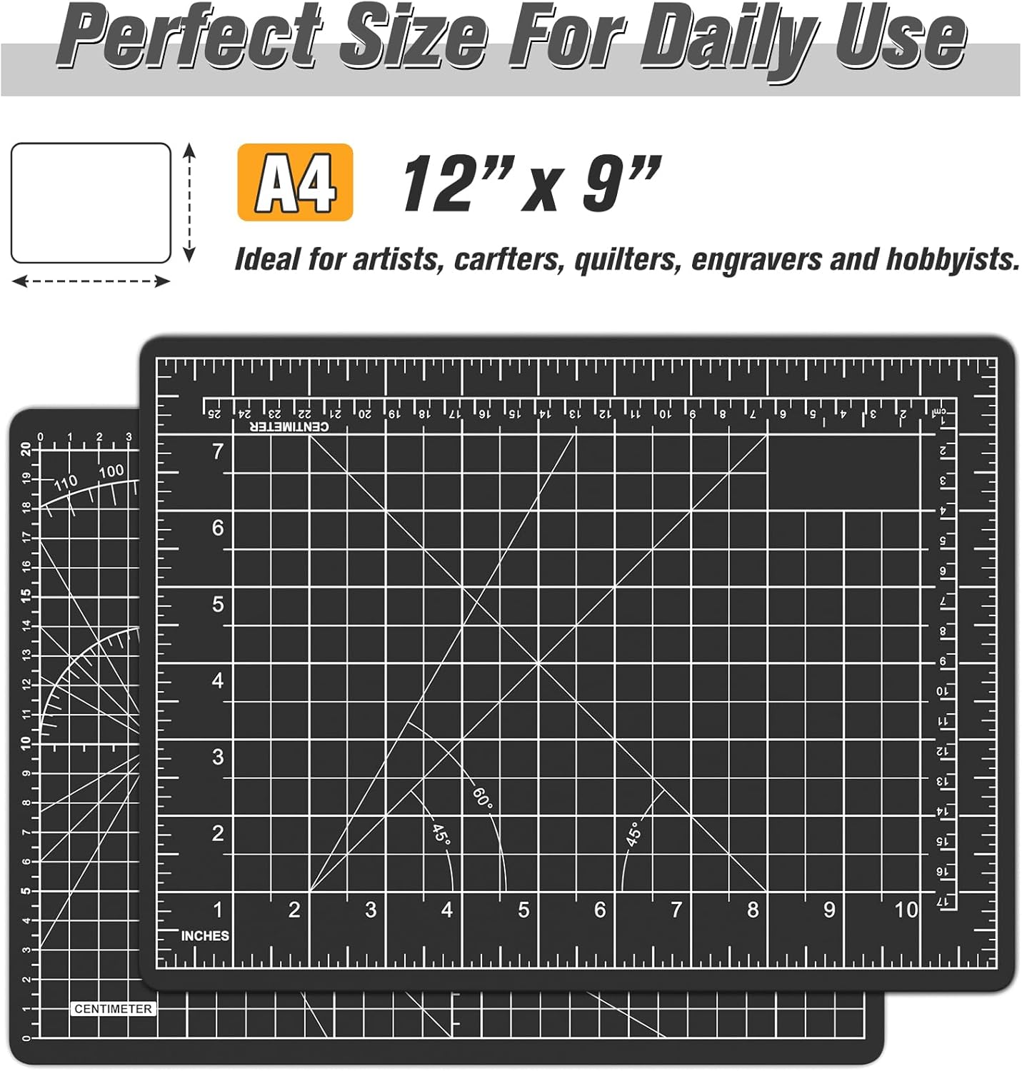 DIYSELF Cutting Mat 12in×18in, Cutting Mats for Crafts, Self Healing Cutting Mat A3, Fabric Cutting Mats Double Side for Sewing, Quilting, Craft Mat for Desktop, Matting & Mounting Materials