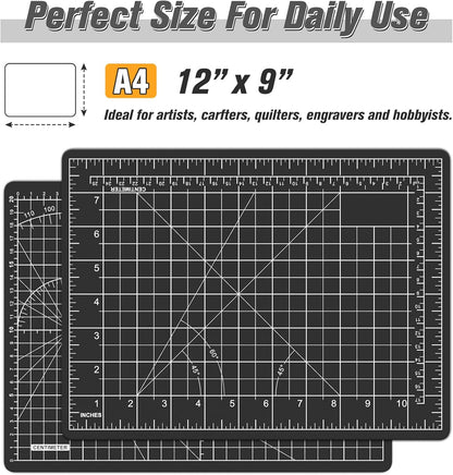 DIYSELF Cutting Mat 12in×18in, Cutting Mats for Crafts, Self Healing Cutting Mat A3, Fabric Cutting Mats Double Side for Sewing, Quilting, Craft Mat for Desktop, Matting & Mounting Materials