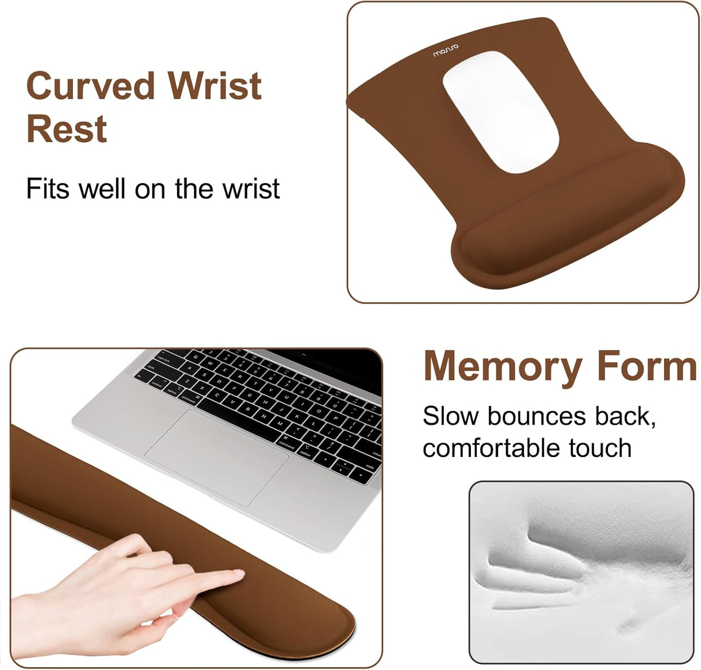 MOSISO Wrist Rest Support for Mouse Pad & Keyboard Set, Ergonomic Mousepad Non-Slip Base Home/Office Pain Relief & Easy Typing Cushion with Neoprene Cloth & Raised Memory Foam, Black