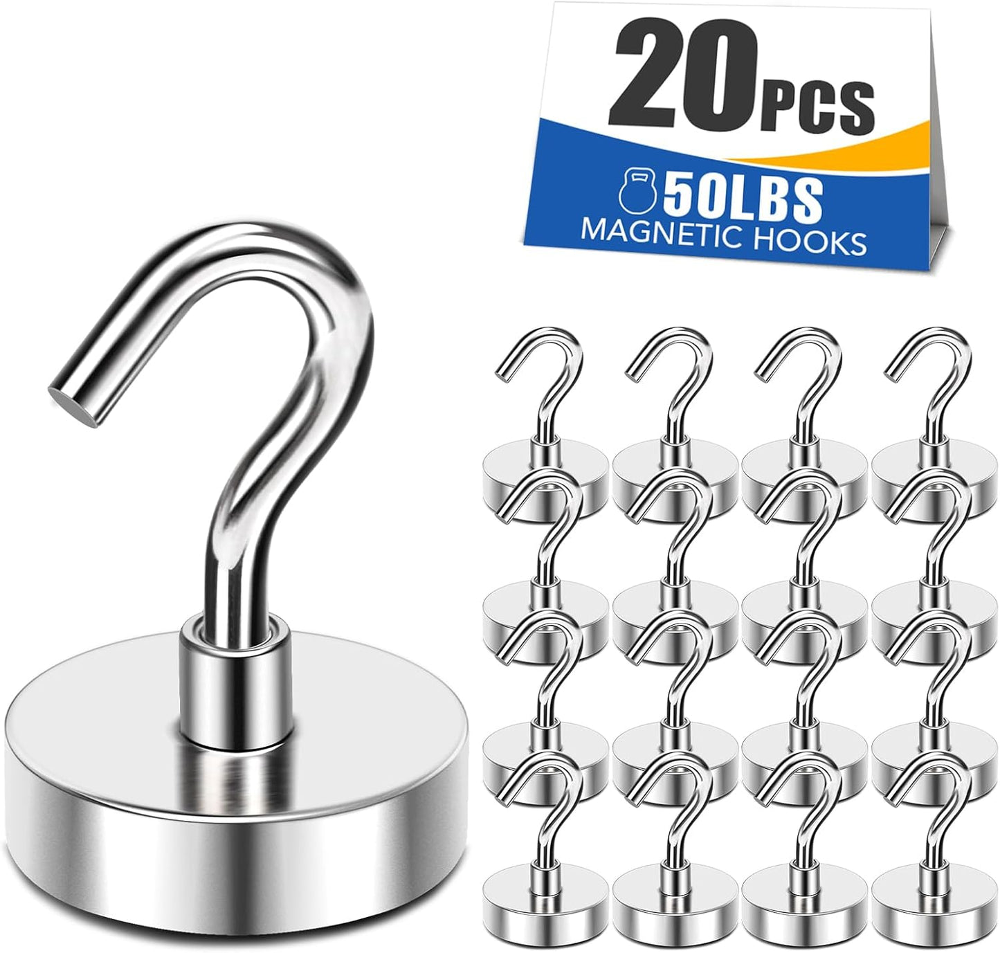 MIKEDE Black Magnetic Hooks 85Lbs Heavy Duty Earth Magnets with Hooks for Cruise Cabin Strong Magnet Hooks for Hanging Super Metal Magnetic Hanger for Grill Fridge Kitchen - Pack of 10