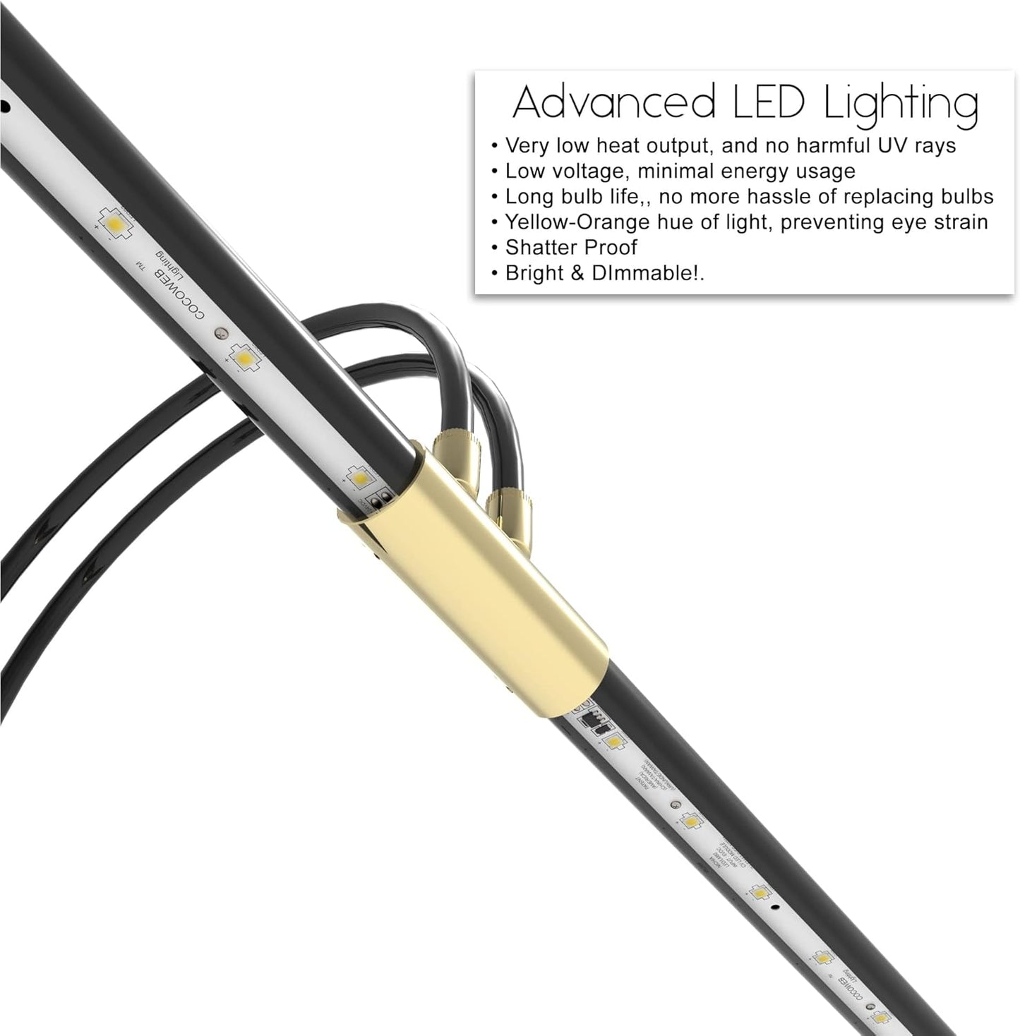 Cocoweb 22" LED Grand Piano Light in Antique Brass with Dimmer Clip