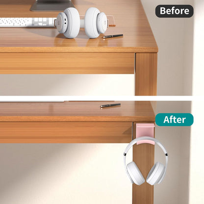 HomeMount Under Desk Headphone Hook - Adhesive Headphone Stand Hanger for Desk - White
