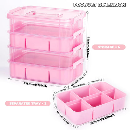 CraftGenes Art Supply Storage Organizer with 2 Removable Trays, 4-Layer 10QT Durable Craft Organizers and Storage for Sewing, Tool, Office Supplies, Art, Craft Supplies
