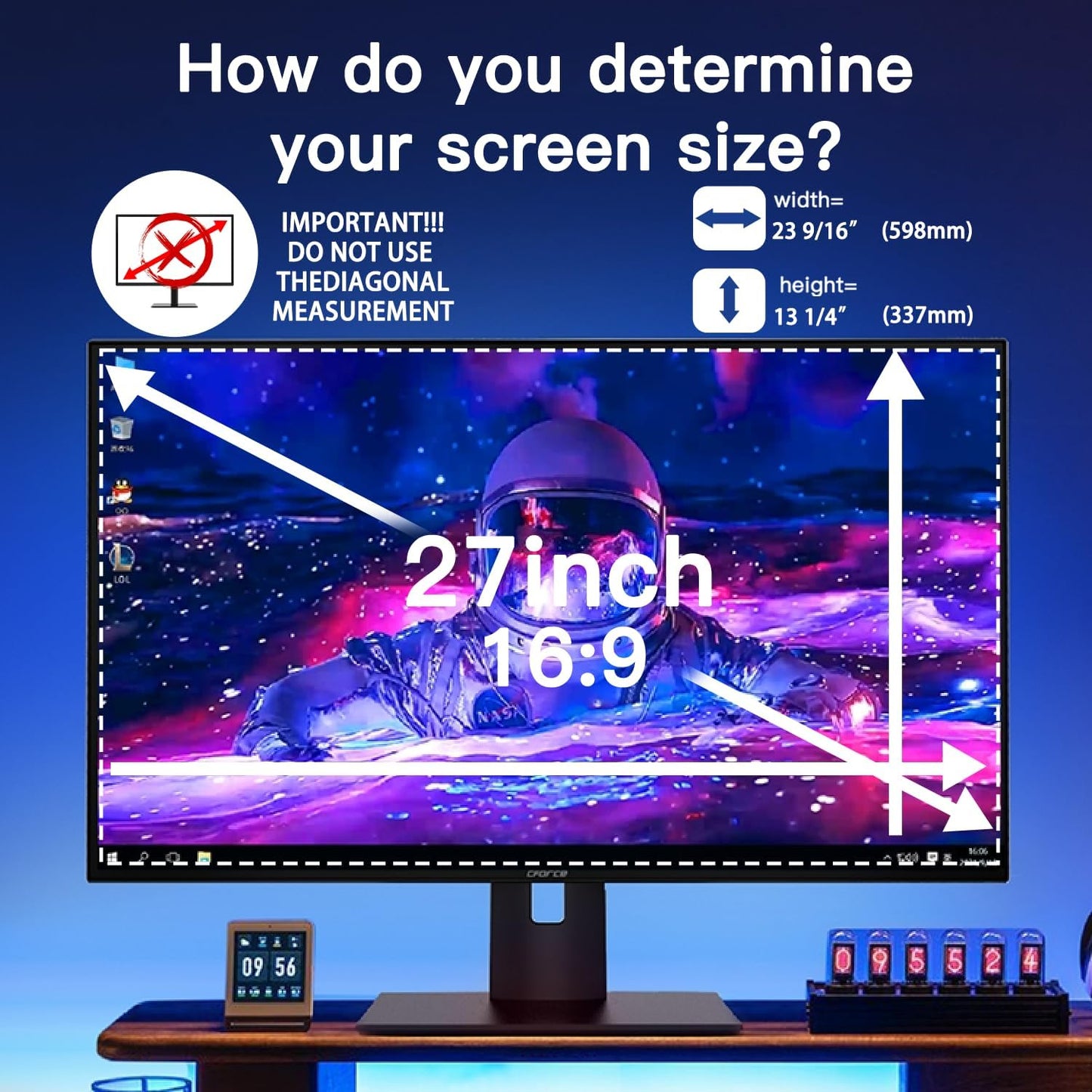 2 Pack Magnetic Hanging Computer Privacy Screen 24 Inch for 16:9 Widescreen Monitor, Removable Privacy Screen Anti Glare Blue Light Computer Screen Privacy Shield, Anti-Scratch 24in Protector Film