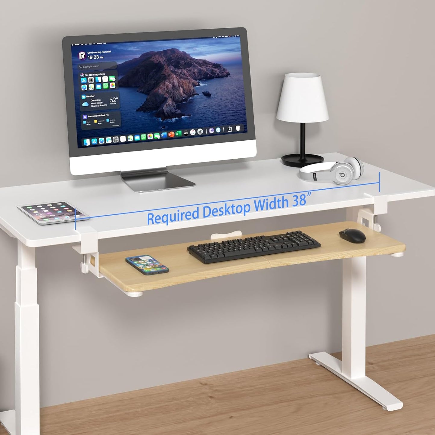 suptek Keyboard Tray Under Desk Pull Out with C Clamp Mount, Computer Keyboard & Mouse Tray, 25.6 (30 Including Clamps) x 11.8 inch Slide-Out Platform Computer Drawer for Typing, Black, DSF1