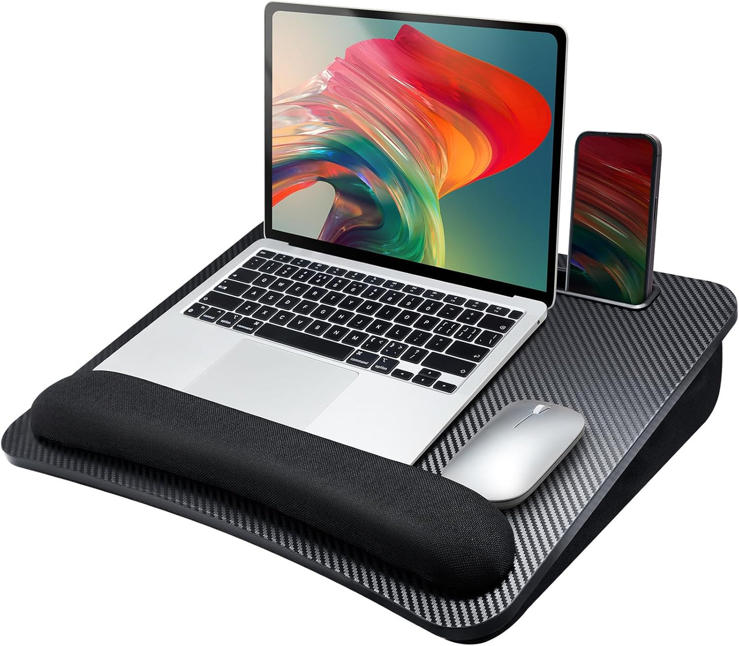 HUANUO Laptop Lap Desk - Portable Lap Desk with Pillow Cushion, Fits up to 15.6 inch Laptop, with Anti-Slip Strip & Storage Function for Home Office Students Use as Computer Laptop Stand, Book Tablet