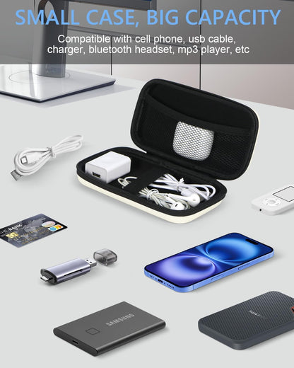 Portable Protection Hard EVA Case for External Battery, Cell Phone, GPS, Hard Drive, USB/Charging Cable, Small Carrying Bag Mesh Inner Pocket, Zipper Enclosure, Universal Travel Pouch Bag