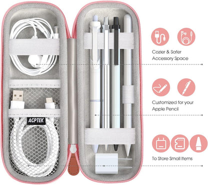 AGPTEK Case Holder for Apple Pencil, Slim PU Leather Carrying Case Pouch Cover Compatible with Apple Pen Accessories, USB Cable, Earphone,Samsung Stylus iPad Pro Pen/Pencil, Recording Pen, Gray