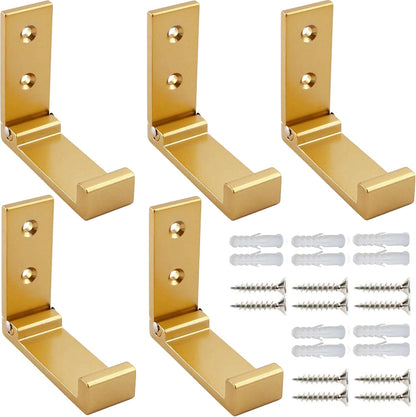 ZEYU Folding Coat Hooks, 5Pcs Wall Hooks for Hanging Coat Towel Hooks Hardware Heavy Duty Aluminum Alloy Headphone Holder No Rust Wall Mounted with Screws for Bags Fitness Equipment