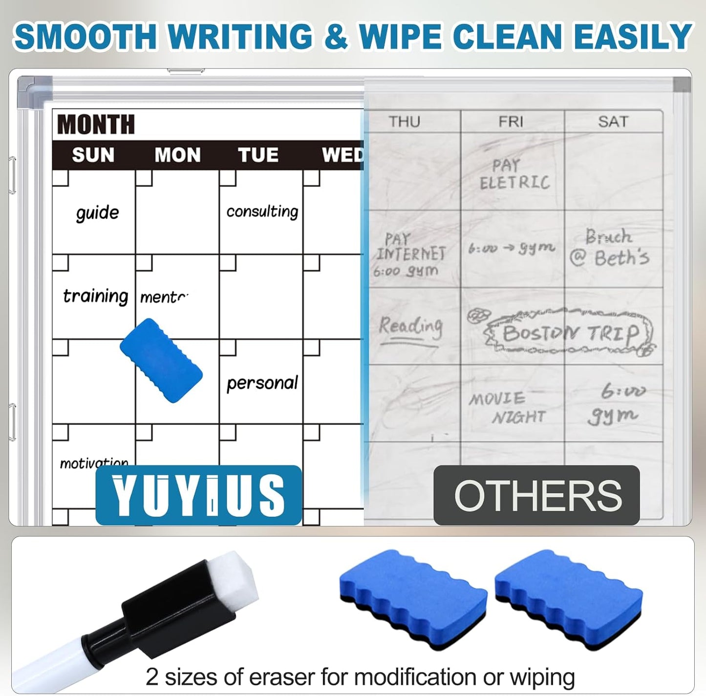 Weekly Planner Whiteboard, Weekly Dry Erase Board for Wall 16" x 12", Double-Sided Weekly Calendar Whiteboard with Pen Tray & Hook, Hanging Writing Schedule Board for Home, School, Office