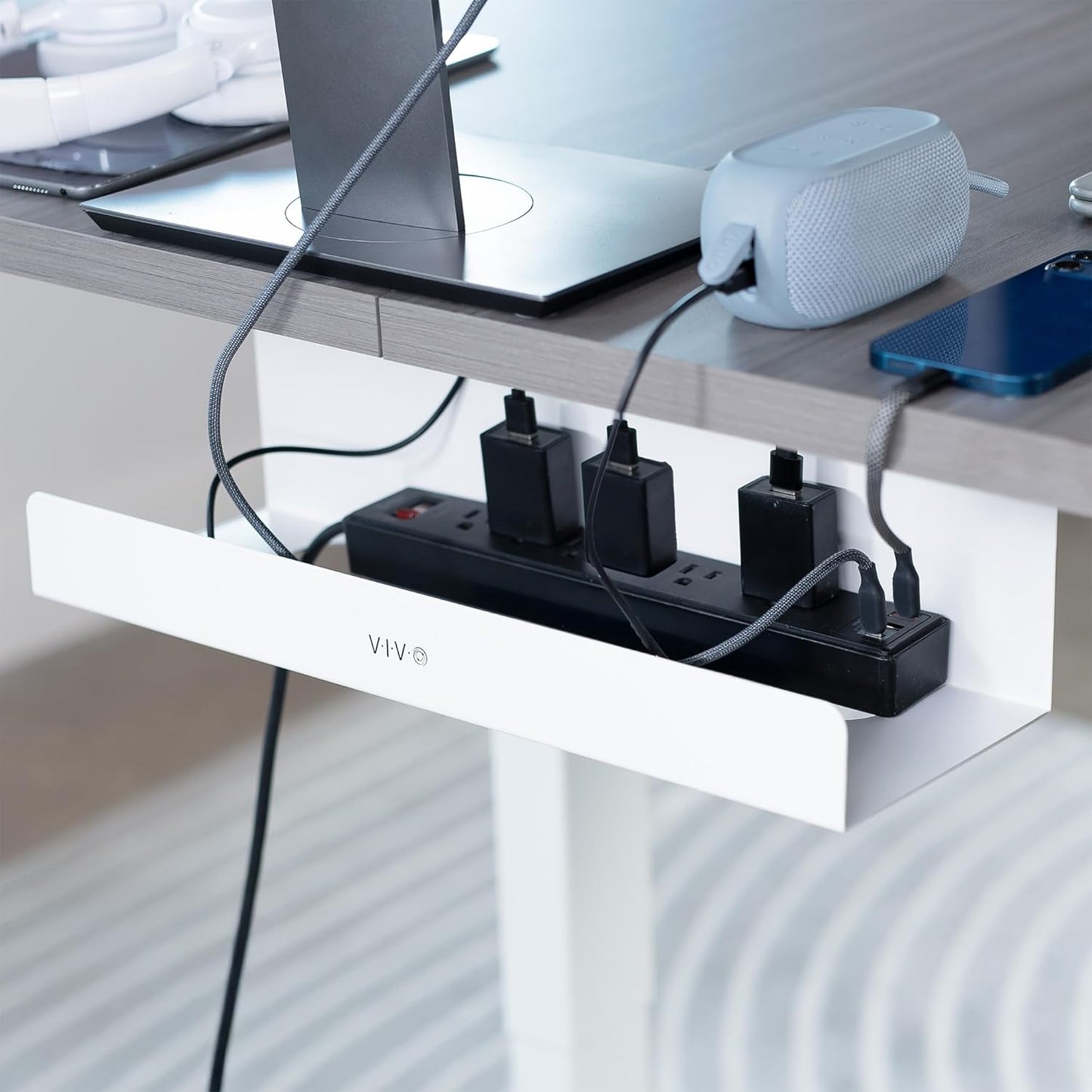 VIVO Under Desk 17 inch Cable Management Tray, Power Strip Holder, Cord Organizer, Wire Tamer for Office and Home, Black, DESK-AC06-1C