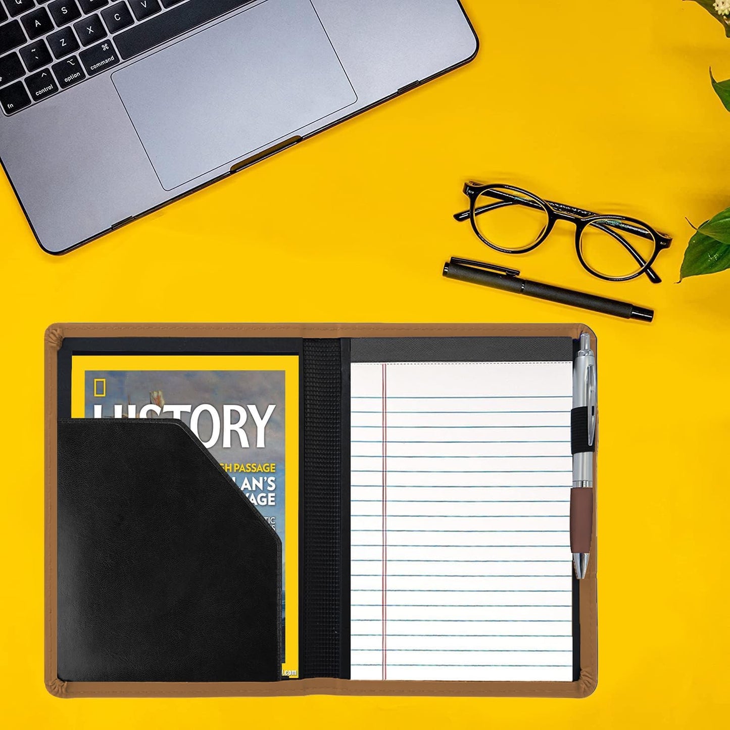 Padfolio/Portfolio Binder, Mini Padfolio Portfolio Binder 5 x 8 Legal Writing Pad, A5 Document Organizer Folder for Men Women, Black