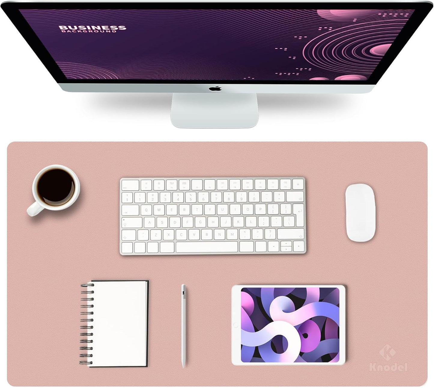 K KNODEL Large Office Leather Desk Mat, Mouse and Keyboard Pad, Computer and Laptop Mat, Desktop Protector and Cover, Writing Pad and Blotter (31.5"x15.7", Black)
