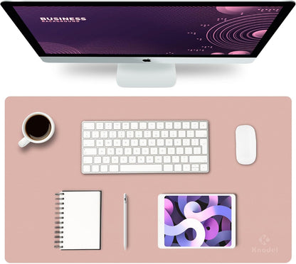 K KNODEL Large Office Leather Desk Mat, Mouse and Keyboard Pad, Computer and Laptop Mat, Desktop Protector and Cover, Writing Pad and Blotter (31.5"x15.7", Black)