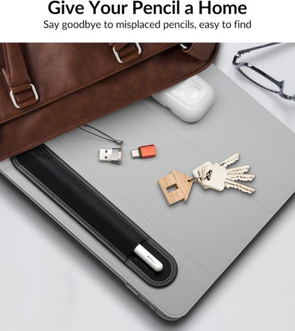 Stylus Holder for Apple Pencil 1st & 2nd, USB-C, Pro, and Slim Stylus – Rip-Resistant Elastic Sleeve, Microfiber Base, and 3M Adhesive for Attaching to iPad & Tablet Cases, Black