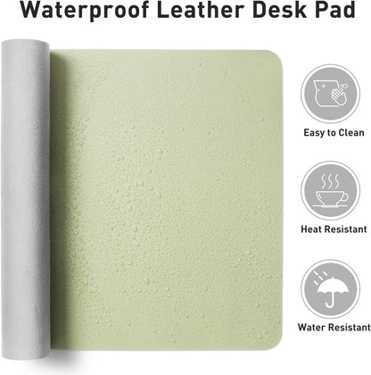 Aothia Non-Slip Waterproof PU Leather Desk Pad Protector for Mouse, Writing Desk, Office, Home, Laptop Blotter, 23.6" x 13.7", Black - Colors A