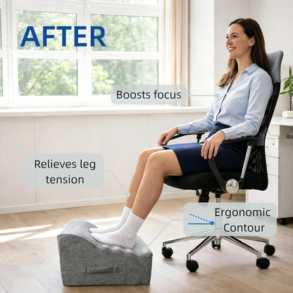 Foot Rest Under Desk, Ergonomic Foot Stool, Comfortable Office Footrest with Curved Design, with Washable Cover for Home and Office, Relieves Leg Pressure (Dark Gray)