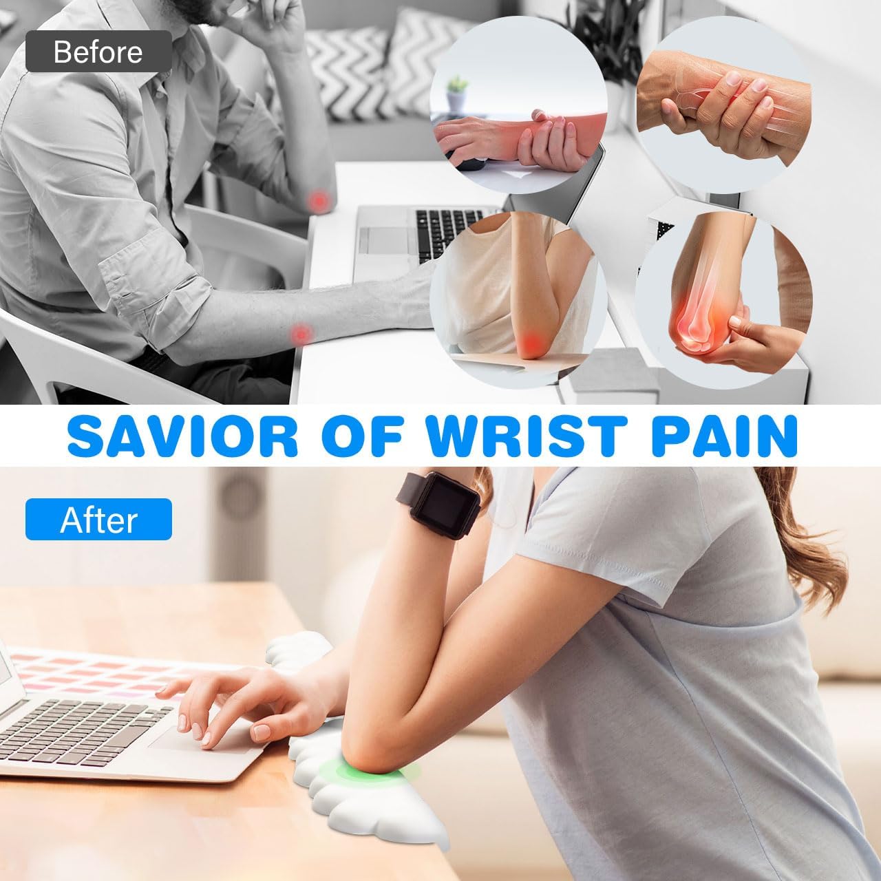 JIKIOU L-Shaped Desk Elbow Pad for Desk, Memory Foam Elbow Support Padding with Non-Slip, 2 Pack Ergonomic Desk Edge Cushion, Wrist Comfort Support for Office Home Black