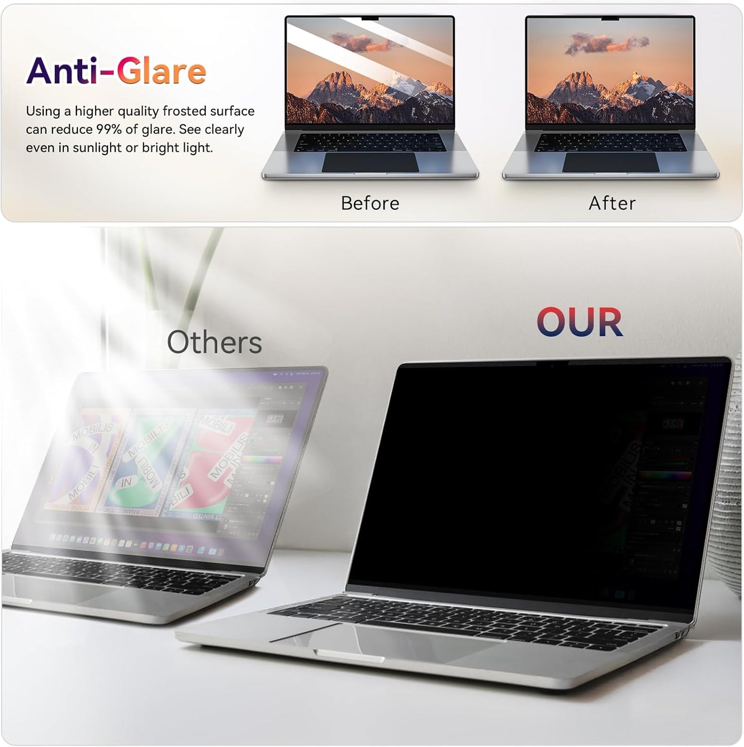 Magnetic Privacy Screen for Microsoft Surface Laptop 7 13.8 Inch, Removable Anti Glare Blue Light Filter, 13.8 In Anti Spy Black Security Private Block Screen Protector