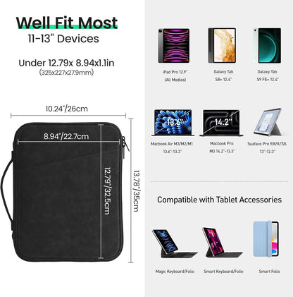 DTTO 9-11 Inch Tablet Sleeve Bag for iPad A16, iPad Air 11-inch M3 M2 / Air 5/4th Gen 10.9", iPad Pro 11 M4, iPad 10/9/8/7th Gen, Galaxy Tab A9+, Waterproof Travel Bag, Pink