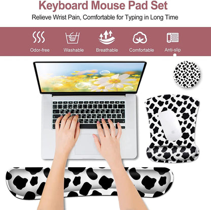 Mouse Pad with Wrist Support, Ergonomic Gel Mouse Pad Beautiful Flowers,Non-Slip Durable, Memory Foam Keyboard Wrist Rest, Suitable for Office Typing Games, Pink Hyacinths on Wood Panel