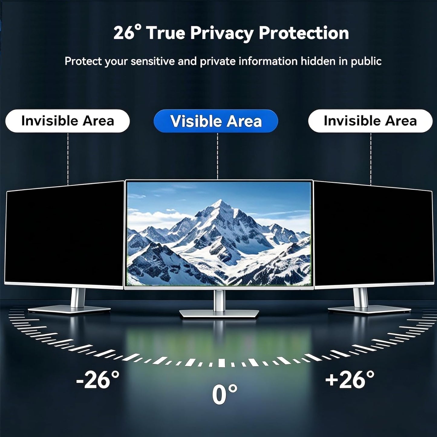 [2-Pack] 24 Inch Computer Privacy Screen 16:9 Aspect Ratio Widescreen Monitor, Eye Protection Anti Blue Light Glare Computer Monitor Privacy Filter, 24inch Removable Black Blackout Anti Spy Desktop Security Privacy Filter