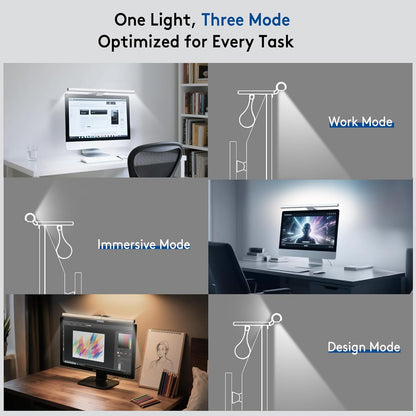 Quntis Computer Monitor Light Bar with Remote, Eye-Care Monitor Light Backlight Desk Lamp for Home Office Gaming, Stepless Dimming Brightness and Color Temperature, No Screen Glare, Gray