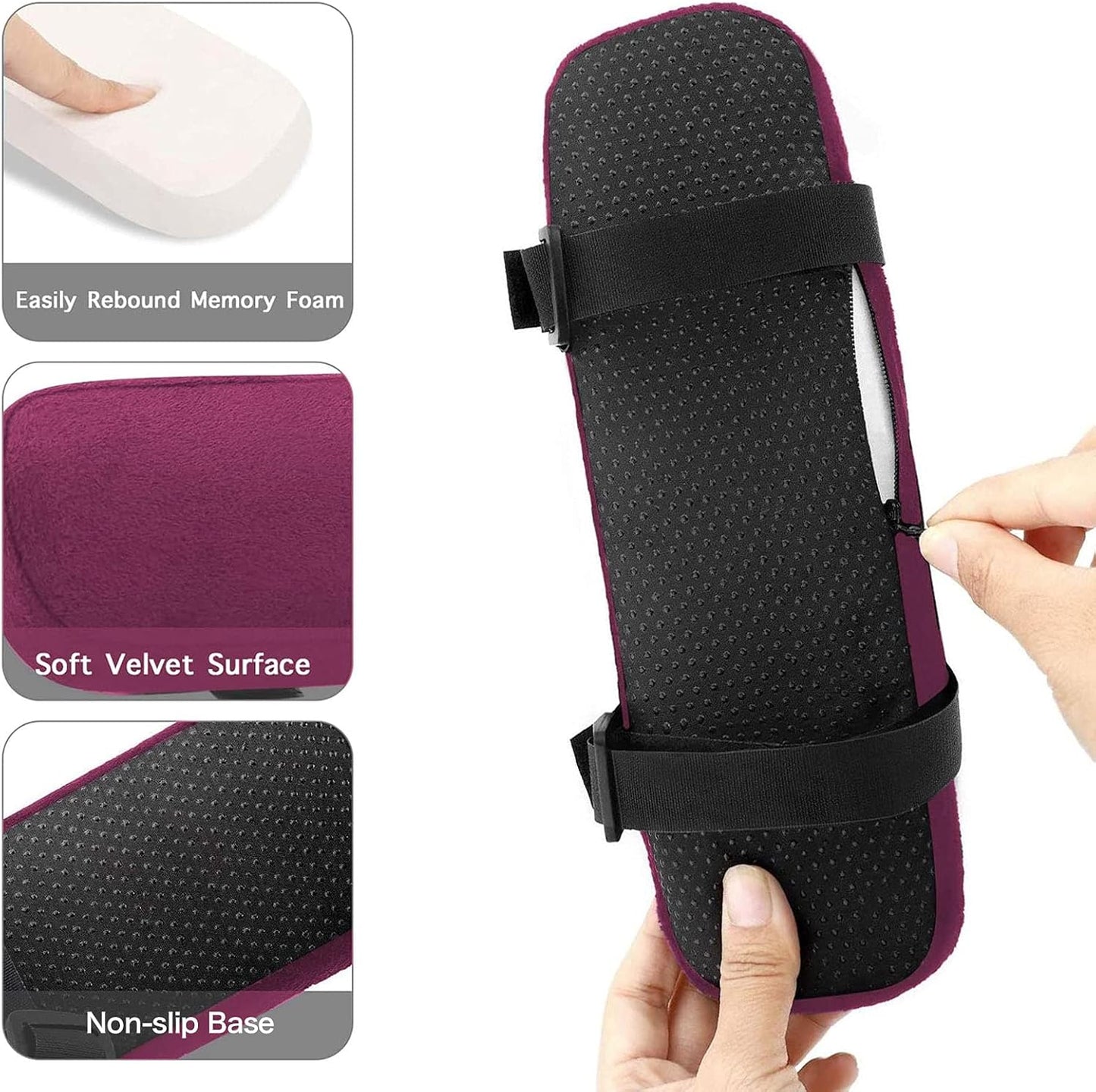 MOSISO Chair Armrest Pads (2 Pack), Memory Foam Home/Office Chair Arm Rest Covers Comfy Computer Gaming Elbow Cushion Removable Washable Elbow Support Forearm Pressure Relief, Black