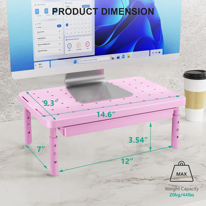 WALI Computer Monitor Stand for Desk, Adjustable Laptop Riser, Desk Monitor Stand Underneath Storage for Office, Home, School Supplies (STT003), 1 Pack, Black