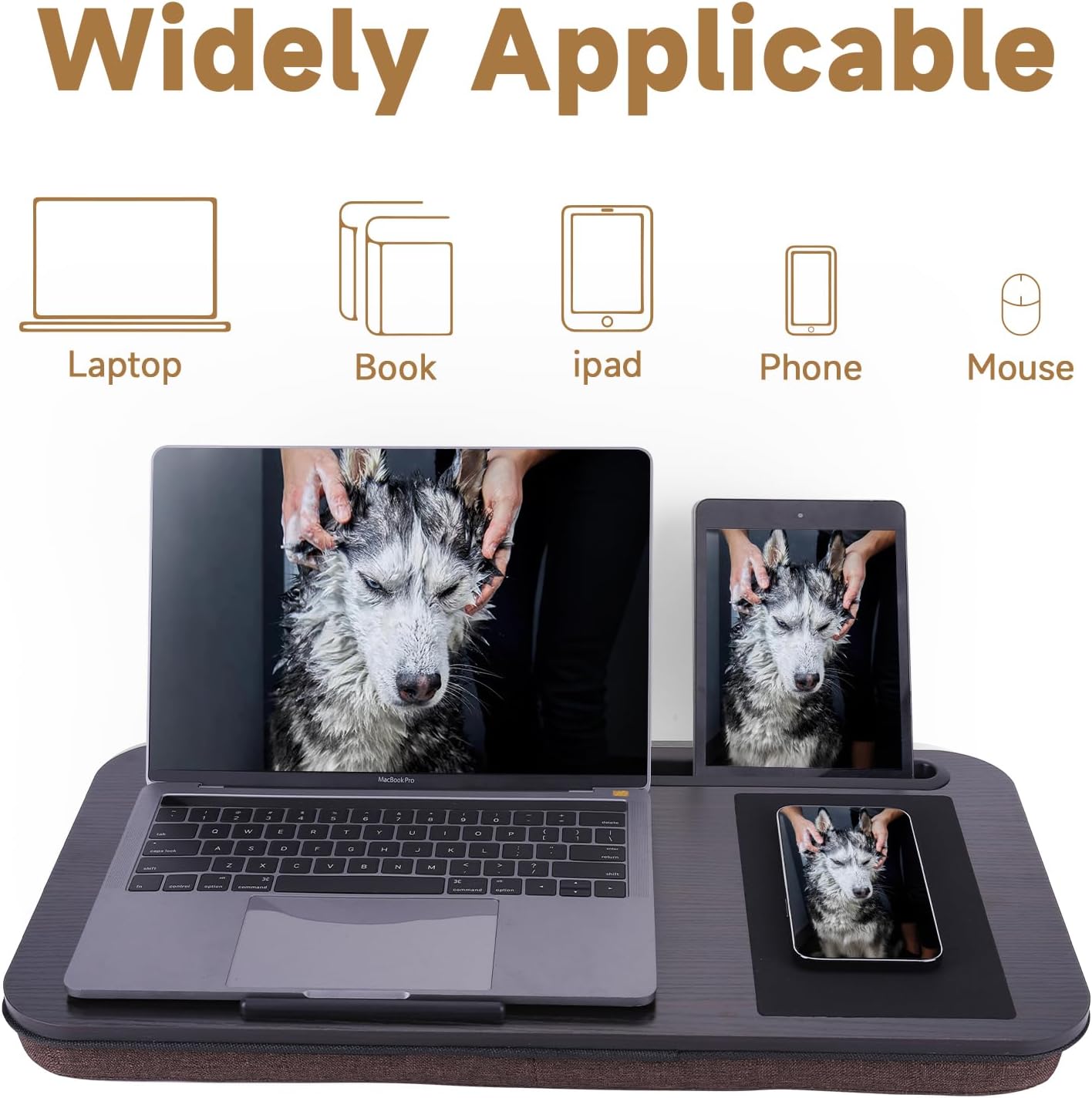 ASIEIT New Laptop Lap Desks for Adults, Fits Up to 17.3" Laptops, Portable Laptop Desk for Bed, Multi-Functional Bed Desk with Mouse Pad, Cushion, Phone Holder & Handle, Lap Stand for Bed, Couch, Car