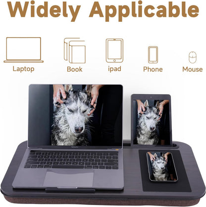 ASIEIT New Laptop Lap Desks for Adults, Fits Up to 17.3" Laptops, Portable Laptop Desk for Bed, Multi-Functional Bed Desk with Mouse Pad, Cushion, Phone Holder & Handle, Lap Stand for Bed, Couch, Car