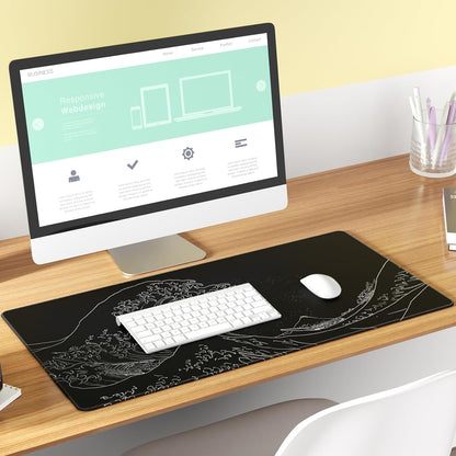 KTRIO Large Gaming Mouse Pad Desk Mat, Superior Micro-Weave Cloth for Precise Mouse Control, Non-Slip Rubber Base, Stitched Edges, Water-Resistant, for Gamer, Office & Home, 31.5" x 11.8" inches