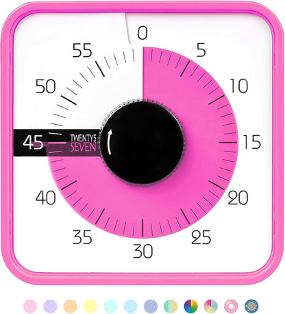 Visual Timer 7.5 inch; 60 Minute 1 Hour Countdown Timer for Kids Classroom Teaching Tool Home Office Meeting, Mechanical Countdown Clock for Exam Time Management Magnetic, Sky Blue with Colorful Disc