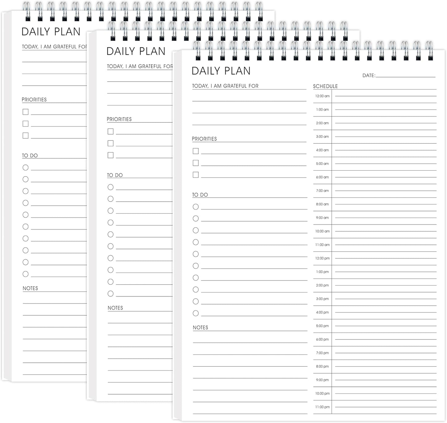 To Do List Notepad 3 Pack, Undated Daily Planner Notepad With To Do List Notebook Checklist Planner Spiral Waterproof Notepad for Office Supplies, School Planner, 52 Sheets/Pack, 5.5"*8.3" A5 Size