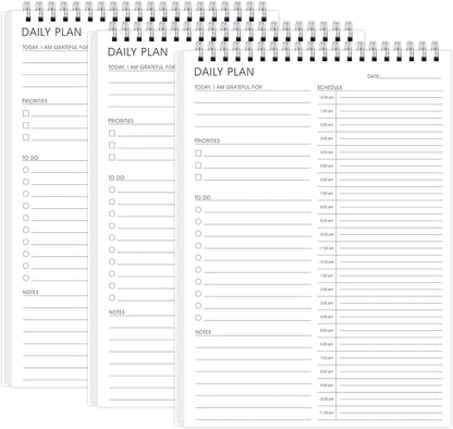 To Do List Notepad 3 Pack, Undated Daily Planner Notepad With To Do List Notebook Checklist Planner Spiral Waterproof Notepad for Office Supplies, School Planner, 52 Sheets/Pack, 5.5"*8.3" A5 Size